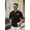 image:imageCOOFANDY Mens Polo Shirt Long Sleeve Casual Button Polo Tee Plaid Collared Golg Shirt with PocketAblack