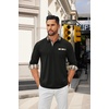 image:imageCOOFANDY Mens Polo Shirt Long Sleeve Casual Button Polo Tee Plaid Collared Golg Shirt with PocketAblack