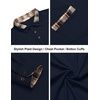 image:imageCOOFANDY Mens Polo Shirt Long Sleeve Casual Button Polo Tee Plaid Collared Golg Shirt with PocketDark Blue