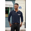 image:imageCOOFANDY Mens Polo Shirt Long Sleeve Casual Button Polo Tee Plaid Collared Golg Shirt with PocketDark Blue
