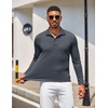 image:imageCOOFANDY Mens Polo Shirt Long Sleeve Moisture Wicking Golf Shirts Sun Protection Collared Work Shirts3 Pack Black  Dark Grey  Navy Blue