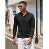 image:imageCOOFANDY Mens Polo Shirt Long Sleeve Moisture Wicking Golf Shirts Sun Protection Collared Work Shirts3 Pack Black  Dark Grey  Wine Red