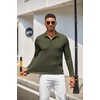 image:imageCOOFANDY Mens Polo Shirt Long Sleeve Moisture Wicking Golf Shirts Sun Protection Collared Work ShirtsArmy Green
