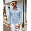 image:imageCOOFANDY Mens Polo Shirt Long Sleeve Moisture Wicking Golf Shirts Sun Protection Collared Work ShirtsLight Blue