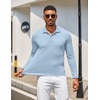 image:imageCOOFANDY Mens Polo Shirt Long Sleeve Moisture Wicking Golf Shirts Sun Protection Collared Work ShirtsLight Blue