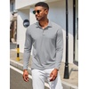 image:imageCOOFANDY Mens Polo Shirt Long Sleeve Moisture Wicking Golf Shirts Sun Protection Collared Work ShirtsLight Grey