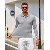 image:imageCOOFANDY Mens Polo Shirt Long Sleeve Moisture Wicking Golf Shirts Sun Protection Collared Work ShirtsLight Grey