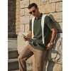 image:imageCOOFANDY Mens Polo Shirts Short Sleeve Casual Knit Textured Polo Shirt Summer Collared TShirtDark Army Green