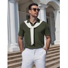 image:imageCOOFANDY Mens Polo Shirts Short Sleeve Casual Knit Textured Polo Shirt Summer Collared TShirtDark Army Green
