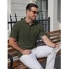 image:imageCOOFANDY Mens Polo Shirts Short Sleeve Casual Knit Textured Polo Shirt Summer Collared TShirtDark Army Green