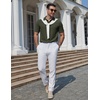 image:imageCOOFANDY Mens Polo Shirts Short Sleeve Casual Knit Textured Polo Shirt Summer Collared TShirtDark Army Green