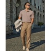 image:imageCOOFANDY Mens Polo Shirts Short Sleeve Casual Knit Textured Polo Shirt Summer Collared TShirtKhaki