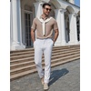 image:imageCOOFANDY Mens Polo Shirts Short Sleeve Casual Knit Textured Polo Shirt Summer Collared TShirtKhaki