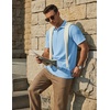 image:imageCOOFANDY Mens Polo Shirts Short Sleeve Casual Knit Textured Polo Shirt Summer Collared TShirtLight Blue