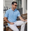 image:imageCOOFANDY Mens Polo Shirts Short Sleeve Casual Knit Textured Polo Shirt Summer Collared TShirtLight Blue