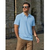 image:imageCOOFANDY Mens Polo Shirts Short Sleeve Casual Knit Textured Polo Shirt Summer Collared TShirtLight Blue