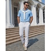 image:imageCOOFANDY Mens Polo Shirts Short Sleeve Casual Knit Textured Polo Shirt Summer Collared TShirtLight Blue