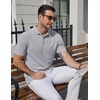 image:imageCOOFANDY Mens Polo Shirts Short Sleeve Casual Knit Textured Polo Shirt Summer Collared TShirtLight Grey