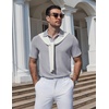 image:imageCOOFANDY Mens Polo Shirts Short Sleeve Casual Knit Textured Polo Shirt Summer Collared TShirtLight Grey