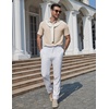 image:imageCOOFANDY Mens Polo Shirts Short Sleeve Casual Knit Textured Polo Shirt Summer Collared TShirtLight Khaki