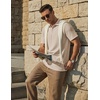 image:imageCOOFANDY Mens Polo Shirts Short Sleeve Casual Knit Textured Polo Shirt Summer Collared TShirtLight Khaki