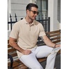 image:imageCOOFANDY Mens Polo Shirts Short Sleeve Casual Knit Textured Polo Shirt Summer Collared TShirtLight Khaki