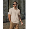 image:imageCOOFANDY Mens Polo Shirts Short Sleeve Casual Knit Textured Polo Shirt Summer Collared TShirtLight Khaki