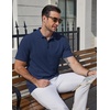image:imageCOOFANDY Mens Polo Shirts Short Sleeve Casual Knit Textured Polo Shirt Summer Collared TShirtNavy Blue