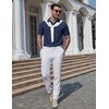 image:imageCOOFANDY Mens Polo Shirts Short Sleeve Casual Knit Textured Polo Shirt Summer Collared TShirtNavy Blue