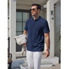 image:imageCOOFANDY Mens Polo Shirts Short Sleeve Casual Knit Textured Polo Shirt Summer Collared TShirtNavy Blue