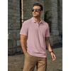 image:imageCOOFANDY Mens Polo Shirts Short Sleeve Casual Knit Textured Polo Shirt Summer Collared TShirtPink