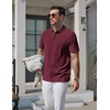 image:imageCOOFANDY Mens Polo Shirts Short Sleeve Casual Knit Textured Polo Shirt Summer Collared TShirtWine Red