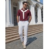 image:imageCOOFANDY Mens Polo Shirts Short Sleeve Casual Knit Textured Polo Shirt Summer Collared TShirtWine Red