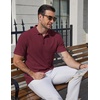 image:imageCOOFANDY Mens Polo Shirts Short Sleeve Casual Knit Textured Polo Shirt Summer Collared TShirtWine Red