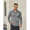 image:imageCOOFANDY Mens Quarter Button Henley Sweater Casual Knitted Sweatshirt Mock Neck Thermal Fleece Pullover Sweater with PocketBlack and White