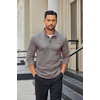 image:imageCOOFANDY Mens Quarter Button Henley Sweater Casual Knitted Sweatshirt Mock Neck Thermal Fleece Pullover Sweater with PocketCoffee and White