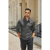 image:imageCOOFANDY Mens Quarter Button Henley Sweater Casual Knitted Sweatshirt Mock Neck Thermal Fleece Pullover Sweater with PocketDark Grey