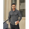 image:imageCOOFANDY Mens Quarter Button Henley Sweater Casual Knitted Sweatshirt Mock Neck Thermal Fleece Pullover Sweater with PocketDark Grey