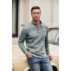 image:imageCOOFANDY Mens Quarter Button Henley Sweater Casual Knitted Sweatshirt Mock Neck Thermal Fleece Pullover Sweater with PocketForest Green