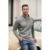 image:imageCOOFANDY Mens Quarter Button Henley Sweater Casual Knitted Sweatshirt Mock Neck Thermal Fleece Pullover Sweater with PocketForest Green and White