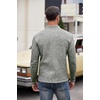 image:imageCOOFANDY Mens Quarter Button Henley Sweater Casual Knitted Sweatshirt Mock Neck Thermal Fleece Pullover Sweater with PocketForest Green and White