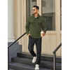 image:imageCOOFANDY Mens Quarter Button Henley Sweater Casual Knitted Sweatshirt Mock Neck Thermal Fleece Pullover Sweater with PocketGreen Black Jasper