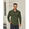 image:imageCOOFANDY Mens Quarter Button Henley Sweater Casual Knitted Sweatshirt Mock Neck Thermal Fleece Pullover Sweater with PocketGreen Black Jasper