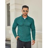 image:imageCOOFANDY Mens Quarter Button Henley Sweater Casual Knitted Sweatshirt Mock Neck Thermal Fleece Pullover Sweater with PocketGreen and Black