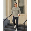 image:imageCOOFANDY Mens Quarter Button Henley Sweater Casual Knitted Sweatshirt Mock Neck Thermal Fleece Pullover Sweater with PocketKhaki