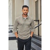 image:imageCOOFANDY Mens Quarter Button Henley Sweater Casual Knitted Sweatshirt Mock Neck Thermal Fleece Pullover Sweater with PocketKhaki