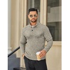 image:imageCOOFANDY Mens Quarter Button Henley Sweater Casual Knitted Sweatshirt Mock Neck Thermal Fleece Pullover Sweater with PocketKhaki