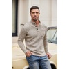 image:imageCOOFANDY Mens Quarter Button Henley Sweater Casual Knitted Sweatshirt Mock Neck Thermal Fleece Pullover Sweater with PocketLight Khaki