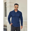 image:imageCOOFANDY Mens Quarter Button Henley Sweater Casual Knitted Sweatshirt Mock Neck Thermal Fleece Pullover Sweater with PocketNavy Blue