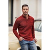 image:imageCOOFANDY Mens Quarter Button Henley Sweater Casual Knitted Sweatshirt Mock Neck Thermal Fleece Pullover Sweater with PocketWine Red